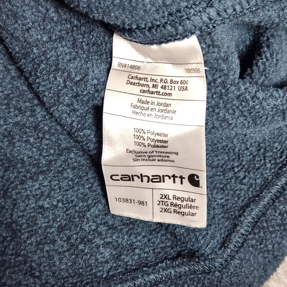 Carhartt Fleece Sweater Men‎ 2XL XXL Blue Dalton Half Zip Long Sleeve Workwear